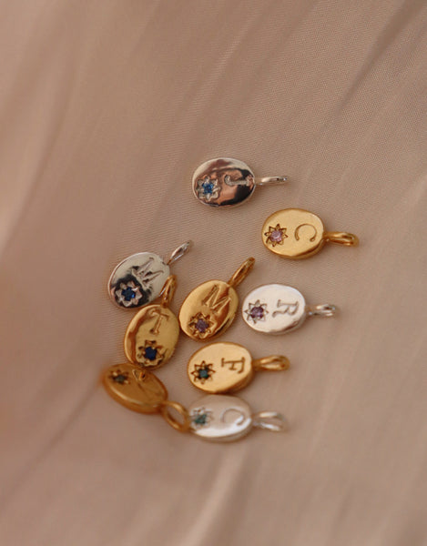 Birthstone initial necklace