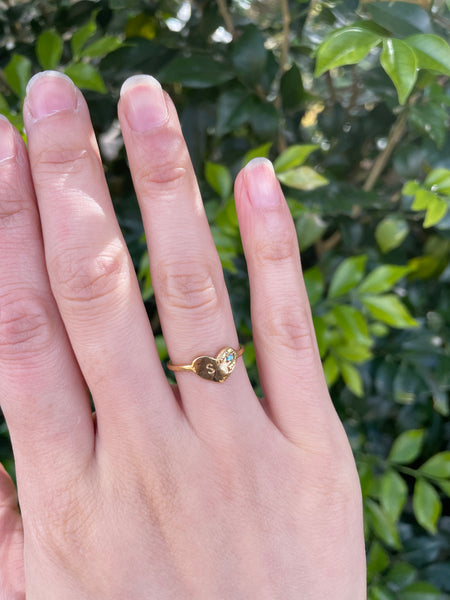 Horseshoe birthstone initial ring